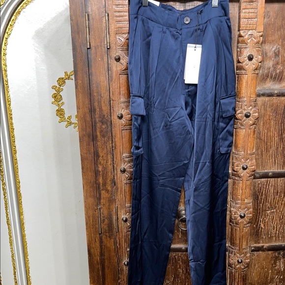 Scotch & Soda FAYE High Rise Relaxed Tapered Pants Navy Blue NWT | XS/30 - Picture 2 of 9